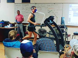 Testing human running on a treadmill in the Health Sciences Department